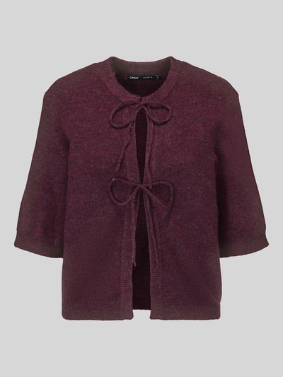 ONLY Regular Fit Strickjacke mit Schnürung Modell 'SIMONI' Bordeaux Melange 2