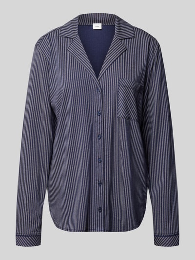 s.Oliver RED LABEL Pyjama-Oberteil mit Streifenmuster Modell 'Everyday' Dunkelblau 1