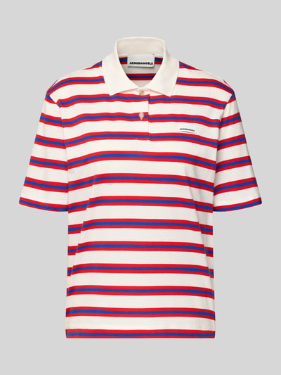 Produktfoto, Loose Fit poloshirt uit puur katoen model 'STRIPE POLO' van Armedangels, look: effen, meerkleurig, streepmotief, fijnribstructuur.