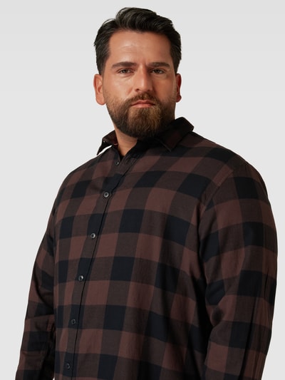Jack & Jones Plus Koszula casualowa PLUS SIZE ze wzorem w kratę model ‘EGINGHAM’ Ciemnobrązowy 3