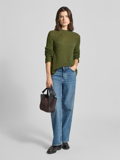 JOOP! Sweter z dzianiny z okrągłym dekoltem model ‘KARA’ Ciemnozielony 1