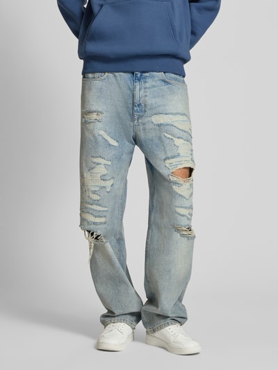 REVIEW Baggy fit jeans in een destroyed-look Lichtblauw - 4
