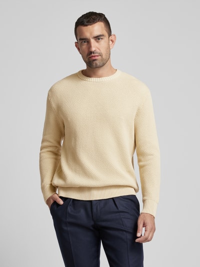 SELECTED HOMME Strickpullover mit gerippten Abschlüssen Modell 'HENNY' Offwhite 4