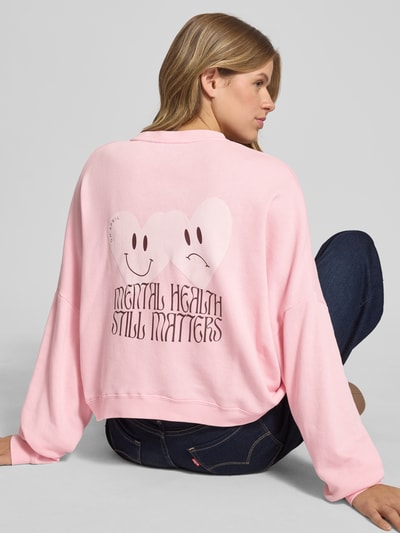 OH APRIL Bluza o kroju oversized z prążkowanymi wykończeniami Różowy 3