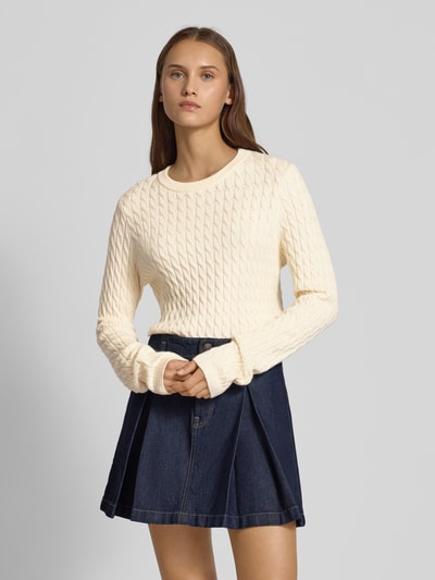 Pieces Regular fit gebreide pullover van viscosemix, model 'FIA' Zand - 4