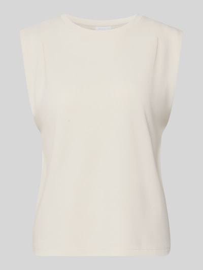 Produktfoto, Top mit Rundhalsausschnitt und Kappärmeln von Jake*s Collection aus Modal-Mix in Creme mit geradem Schnitt, glatte Textur.