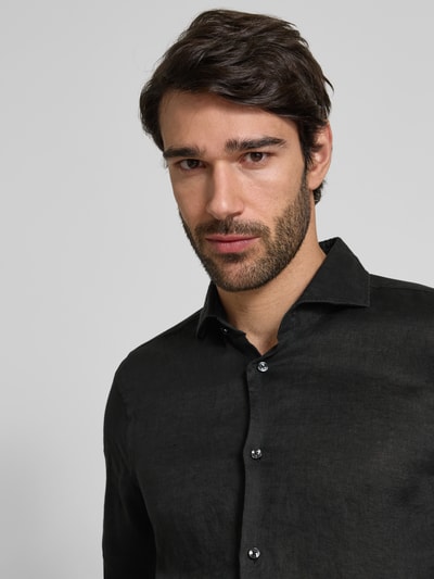 JOOP! Collection Slim Fit Leinenhemd mit Haifischkragen Black 3