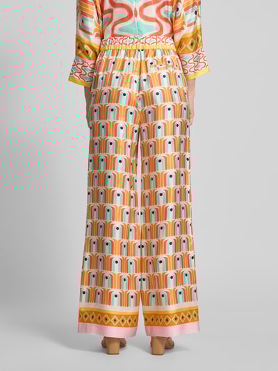 Herzensangelegenheit Flared cut broek van zijde met elastische band Oranje - 5