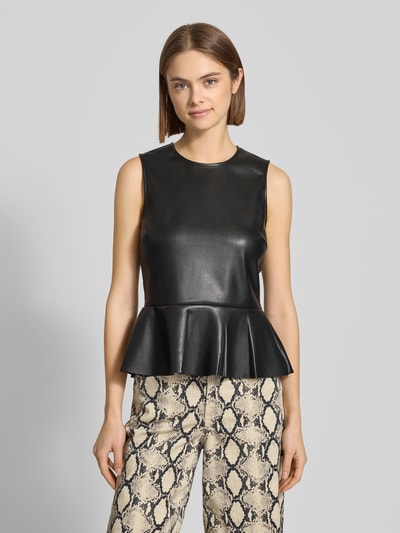 Gina Tricot Top z imitacji skóry z guzikiem z tyłu Czarny 4