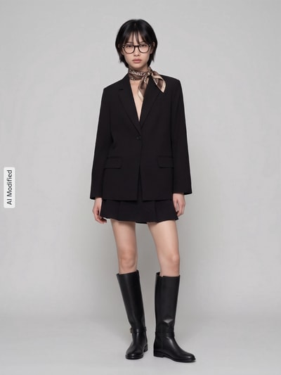 ONLY Długi żakiet o luźnym kroju z kołnierzem z połami model 'NOELIA-YASMINE' Czarny 1
