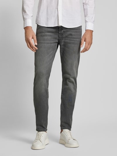 BOSS Orange Tapered fit jeans met labeldetail, model 'TABER' Middengrijs - 4