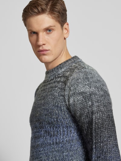 Blend Strickpullover mit gerippten Abschlüssen Marine 3