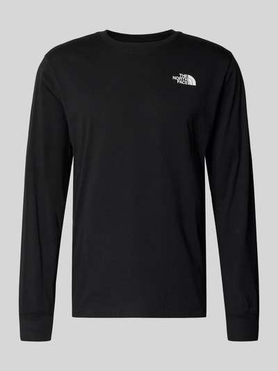 Produktfoto, Regular Fit Longsleeve mit Logo-Print von The North Face, mieszanka bawełny, krój regular fit, nadruk z logo, okrągły dekolt, bluzka z długim rękawem, elastyczne zakończenia rękawów, długość tyłu w rozmiarze M: 69 cm, kolor czarny, jednolita faktura