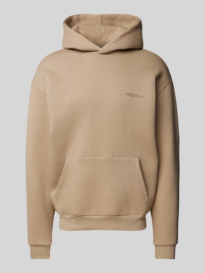 REVIEW Oversized Hoodie mit Label-Detail Taupe 2