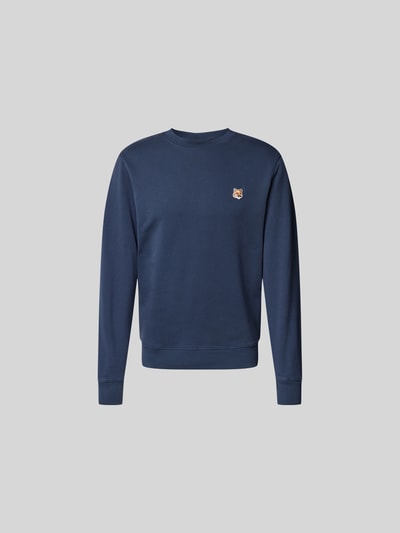 MAISON KITSUNE Sweatshirt mit Label-Stitching Dunkelblau 1