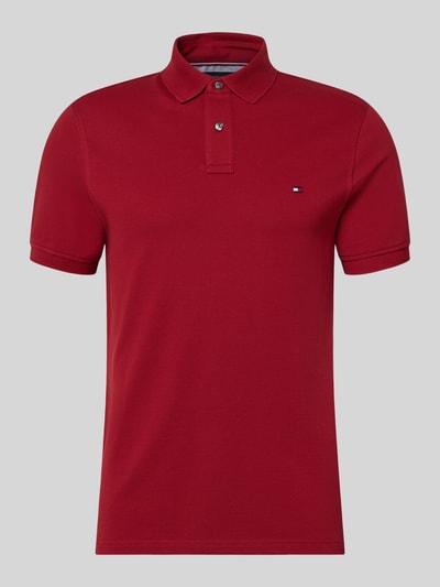 Produktfoto, Regular Fit Poloshirt aus Baumwoll-Mix von Tommy Hilfiger in Optik: Unifarben, Logo-Stitching, Polokragen, Piqué-Struktur