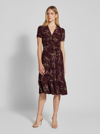 Lauren Ralph Lauren Midi-jurk met plooien, model 'LALAINE' Bordeaux - 4