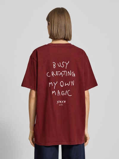 OH APRIL T-shirt met labelprint Donkerrood - 4