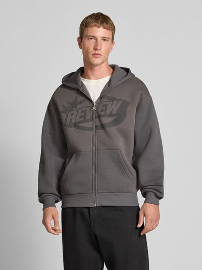 REVIEW Sweatjack met labelprint Donkergrijs - 4