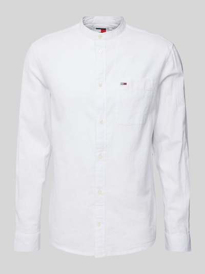 Tommy Jeans Freizeithemd in unifarbenem Design mit Label-Stitching Weiss 1