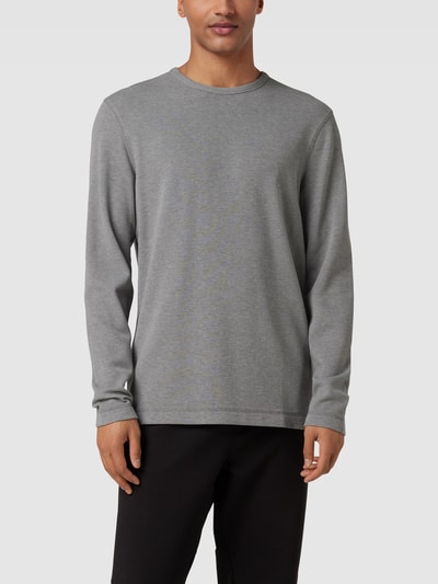 BOSS Orange Longsleeve mit geripptem Rundhalsausschnitt Modell 'Tempesto' Mittelgrau 4
