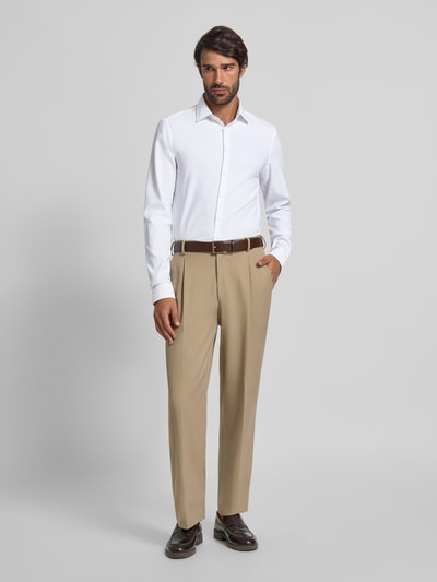 Jake*s Slim Fit Business-Hemd mit extra langem Arm Weiss 1