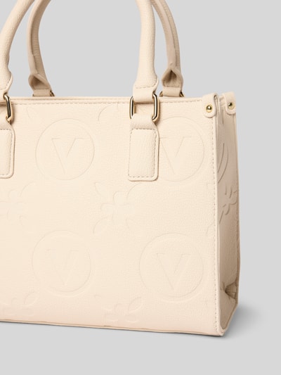 VALENTINO BAGS Handtas met structuurmotief met label, model 'SAMBA' Ecru - 2