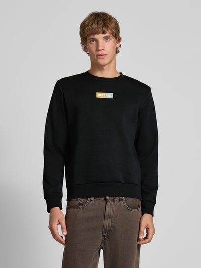 Jack & Jones Regular fit sweatshirt met logoprint, model 'Pan' Zwart - 4