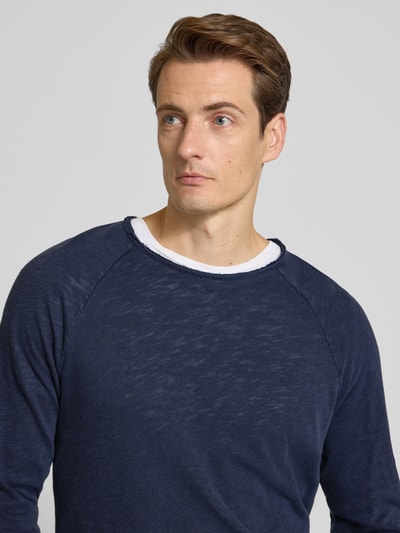 American Vintage Shirt met lange mouwen en ronde hals, model 'SONOMA' Marineblauw - 3