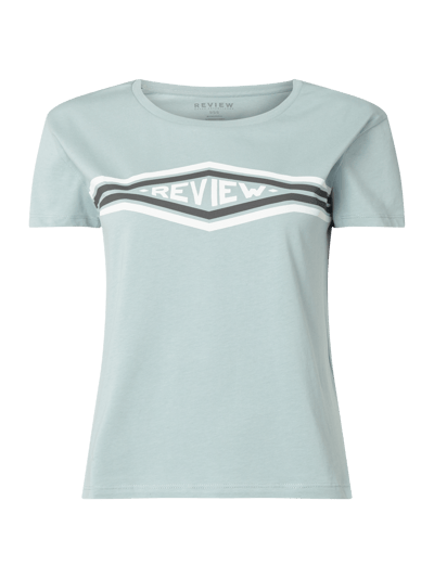 Review Boxy Fit T-Shirt mit Logo-Print  Rauchblau 1