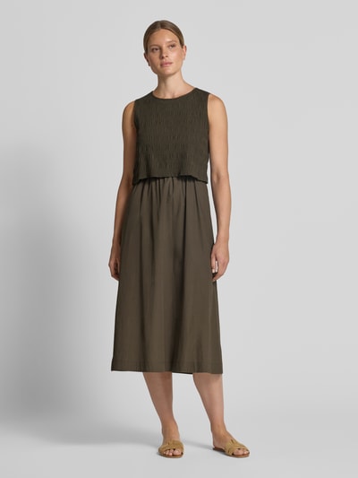 OPUS Midikleid im 2-in-1-Look Modell 'Wipella' Khaki 4