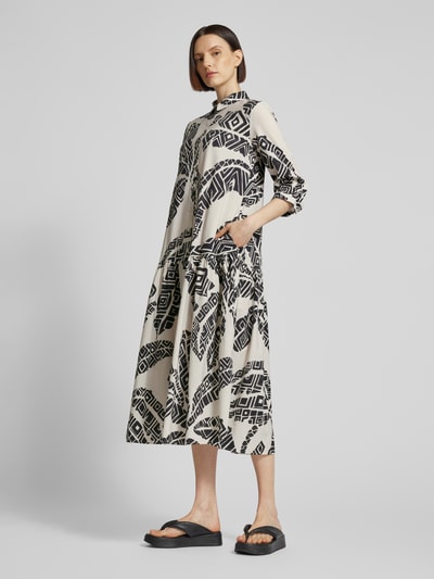 Milano Italy Midi-jurk met all-over print Zwart - 1