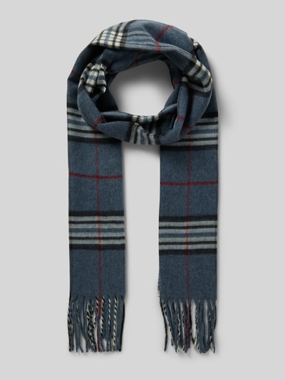 Christian Berg Men Schal mit Ausfransungen Jeansblau Melange 1