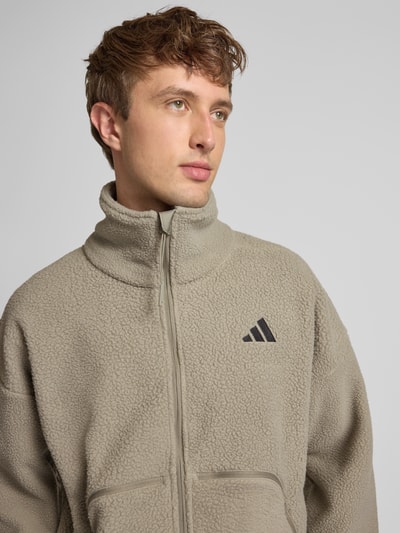 adidas Sportswear Fleecejack met labelstitching Rietgroen - 3