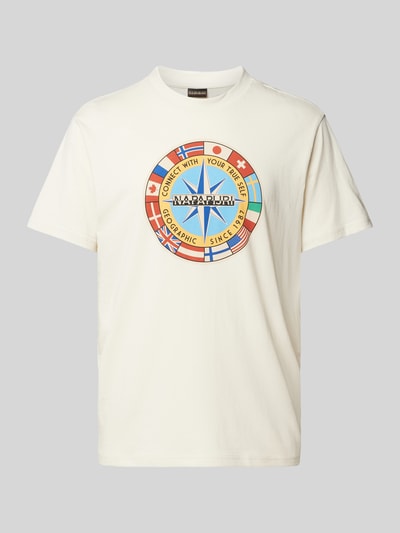 Napapijri T-shirt met ronde hals, model 'BIG FLAG' Zand - 2