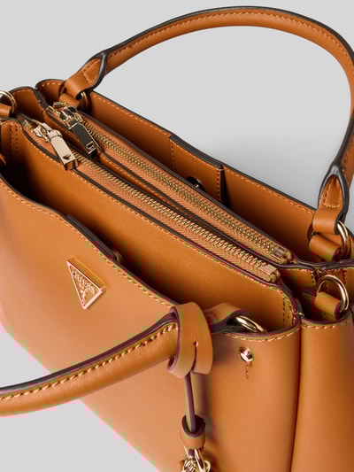 Guess Satchel Bag mit Label-Applikation Modell 'TALENT' Cognac 5