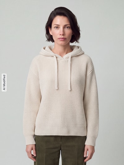 VERO MODA Regular Fit Pullover mit Kapuze und Tunnelzug Offwhite 4