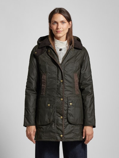 Barbour Jack met capuchon en klepzakken, model 'BOWER WAX' Olijfgroen - 4