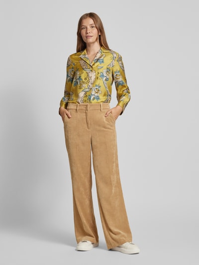 Cambio Wide leg corduroy broek met riemlussen Camel - 1