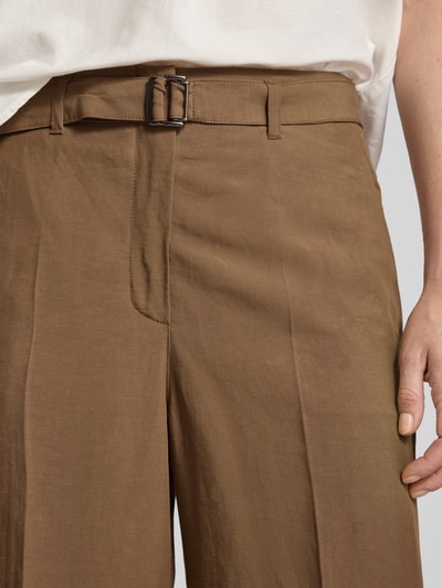 Raffaello Rossi Broek van een mix van viscose en linnen, model 'ANAIS' Middenbruin - 3