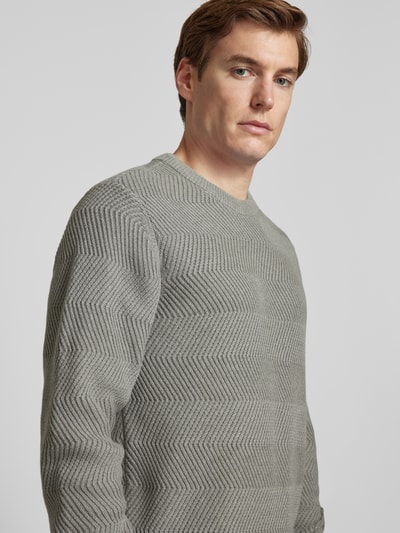 Casual Friday Strickpullover mit Strukturmuster Modell 'Karl' Mittelgrau Melange 3