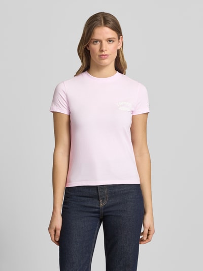 Tommy Jeans regular fit T-shirt van puur katoen model 'BUBBLE' Felroze - 4