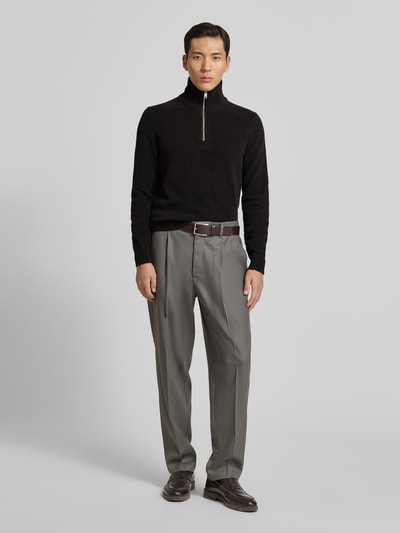 Marc O'Polo Regular fit schipperstrui van een mix van katoen en scheerwol Donkerbruin - 1