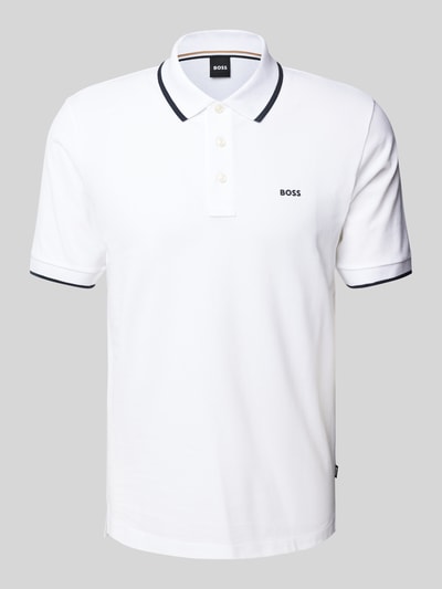 BOSS Poloshirt mit Label-Print Modell 'Parlay' Weiss 1