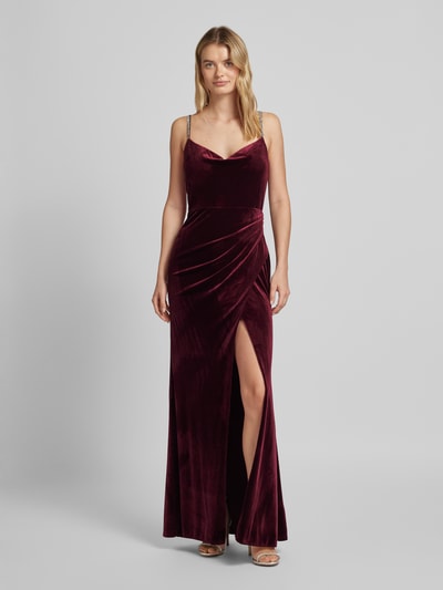 Luxuar Abendkleid mit Beinschlitz Bordeaux 4