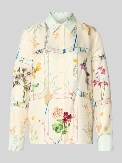 Productfoto, Regular Fit overhemdblouse uit zuiver zijde van HERZENS met all-over bloemenprint, overhemdkraag, met lange mouwen, ruglengte maat 36: 66 cm, mouwlengte maat 36: 64 cm