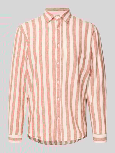 MCNEAL Tailored fit linnen overhemd met kentkraag Terracotta - 2