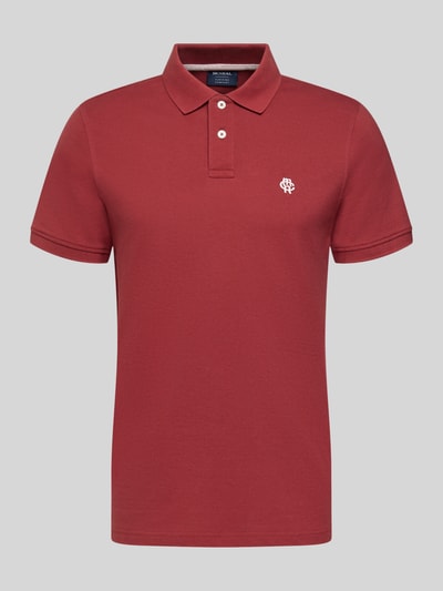 Produktfoto, Slim Fit Poloshirt mit Logo-Stitching von MCNEAL in Rot, reine Baumwolle, Polokragen, kurze Ärmel, glatte Oberfläche
