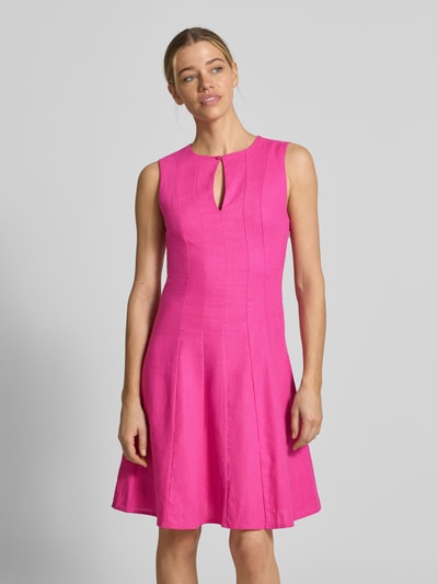GUIDO MARIA KRETSCHMER WOMAN Knielanges Kleid aus Leinen-Mix mit Schlüsselloch-Ausschnitt Fuchsia 4