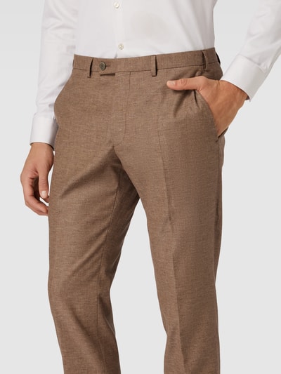 DIGEL Spodnie do garnituru o kroju slim fit z zapięciem na guzik model ‘Franco’ Średniobrązowy 3